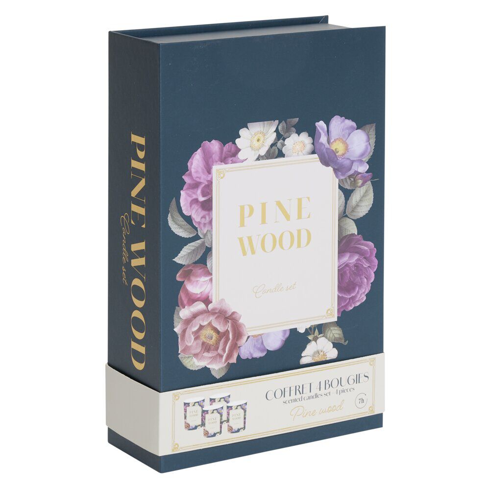 Bougie parfumée dans verre x4 coffret forme livre 16x17cm (4 modèles)