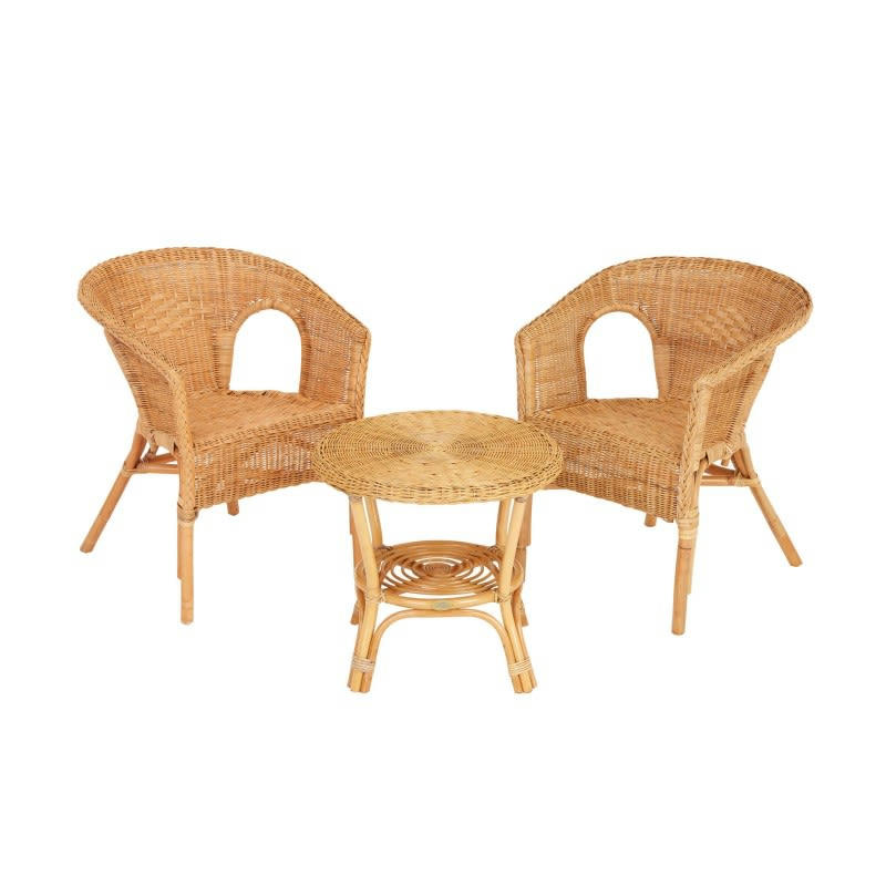 CHRIS - Salon d'intérieur 2 places en osier jaune