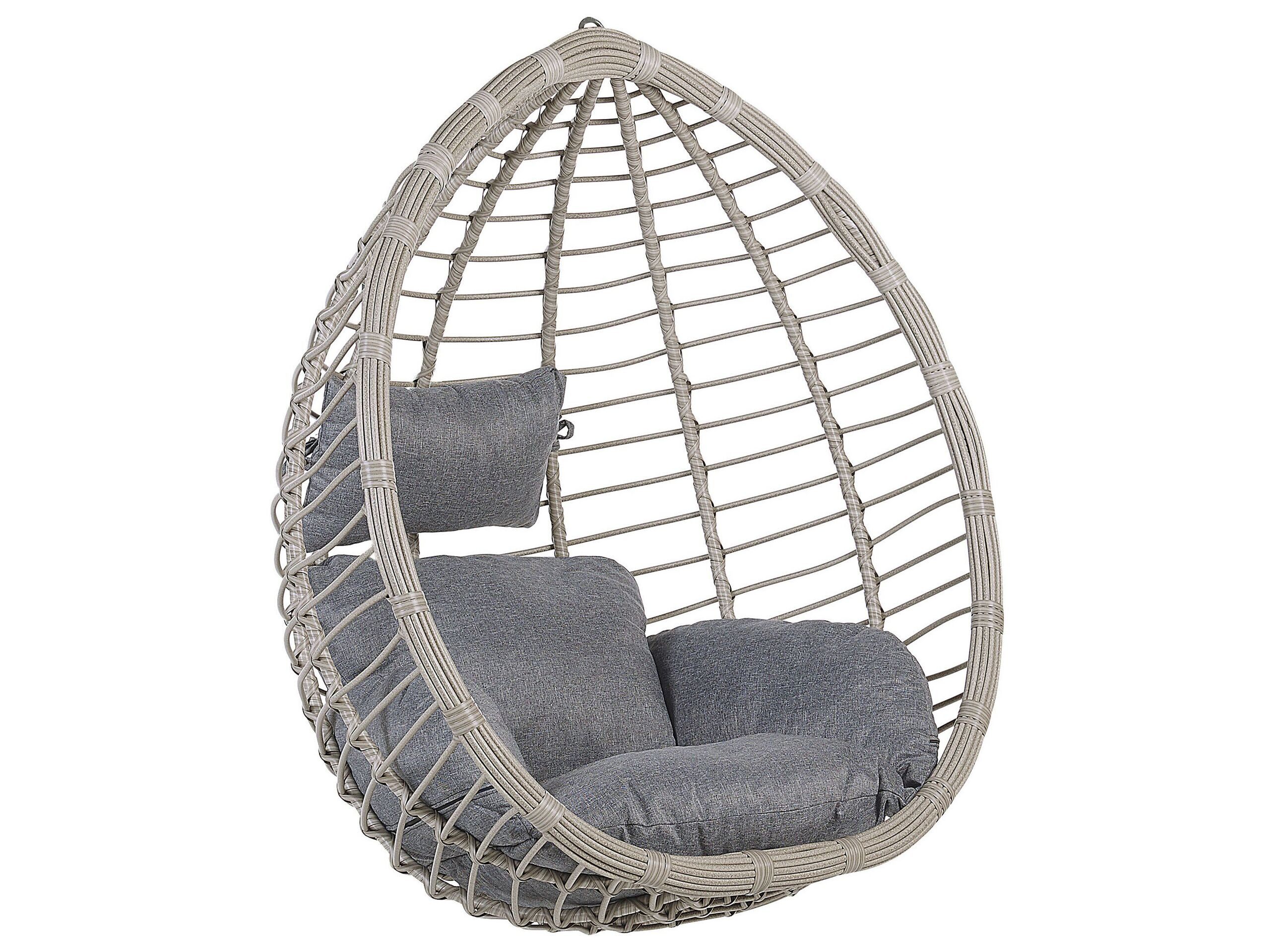Fotel wiszący bujany jajo rattan szary