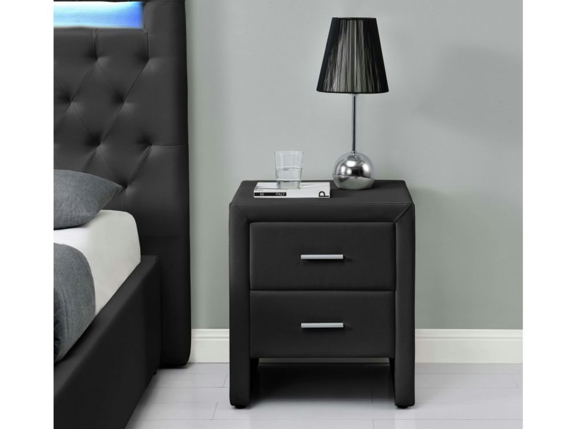 ROMY - Table de chevet en simili noir