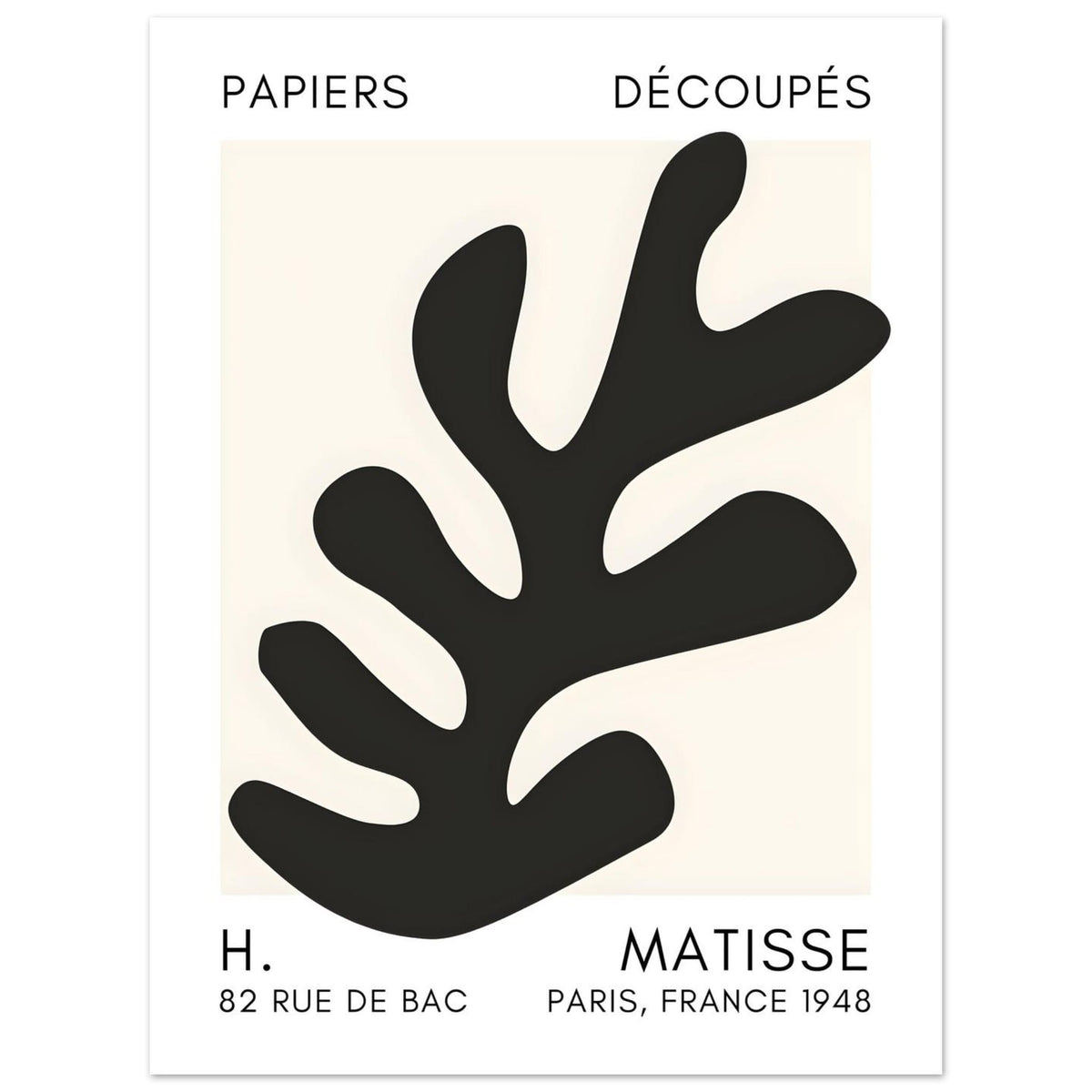 Artfulprints Poster Matisse – Ocean petals black  - 30x40 cm - Zwart