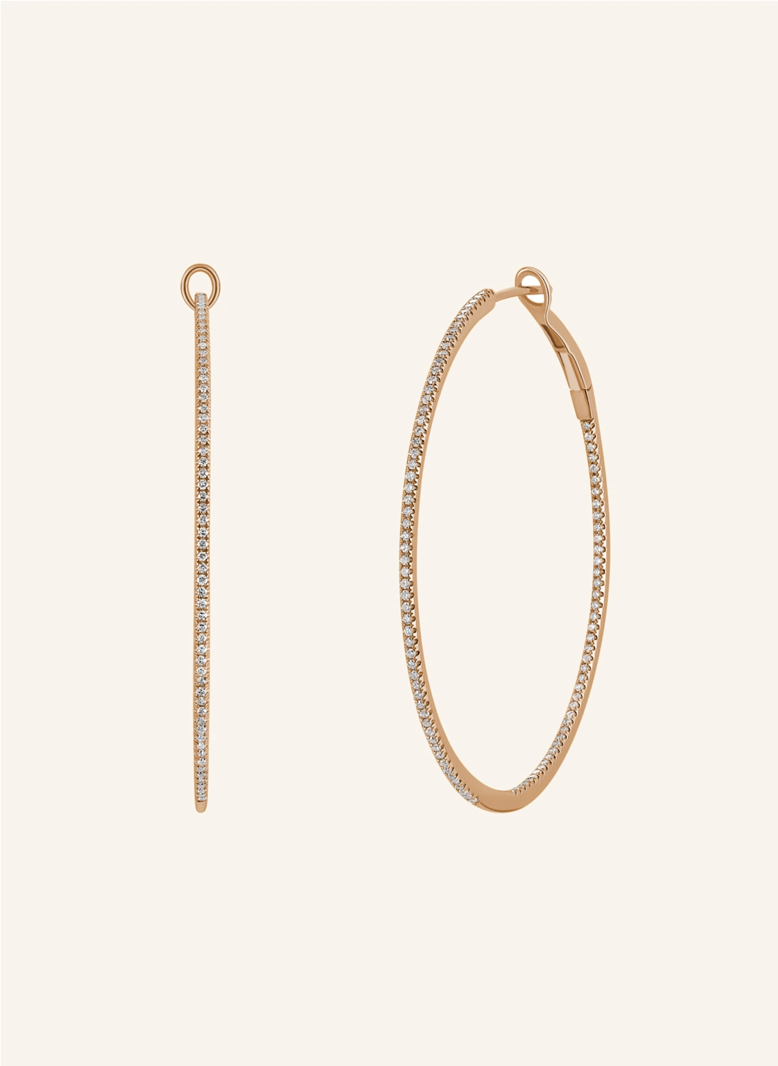 Leaf Creolen CIRCLE XL aus 18 Karat Roségold mit Diamanten
