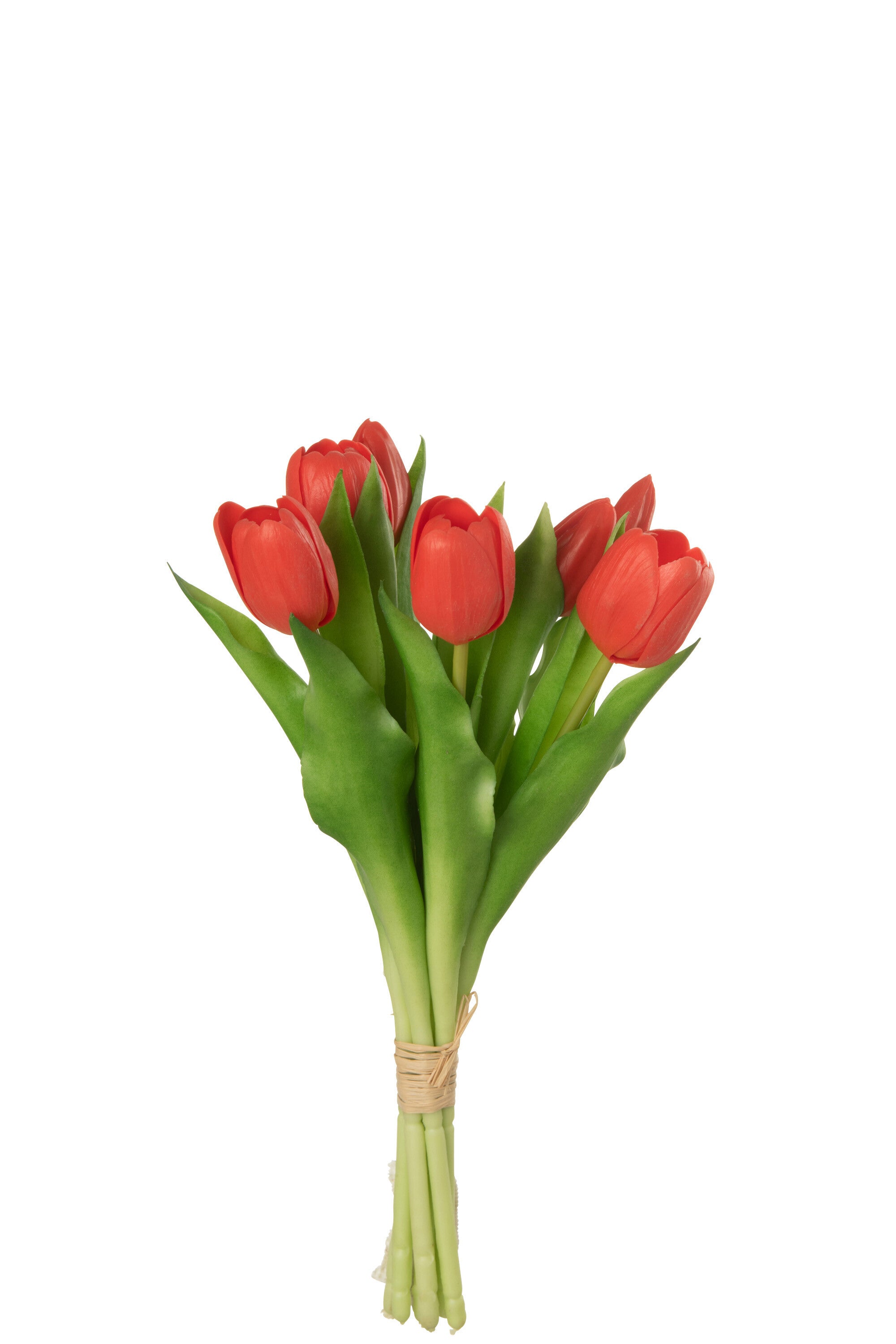 J-Line boeket Tulpen 7 stuks - kunststof - koraal roze - small