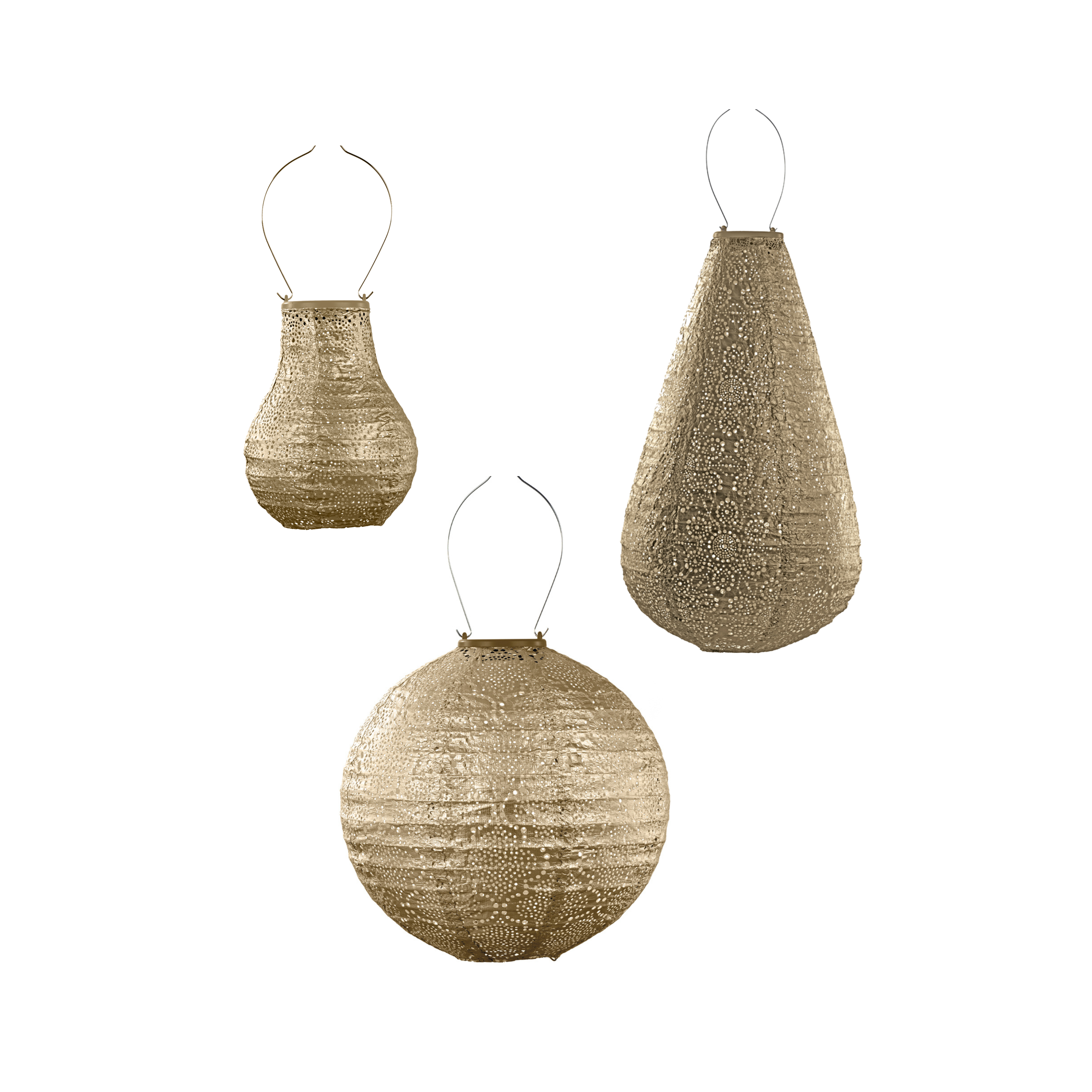 Lumiz solar lampion - gouden set - 3 stuks