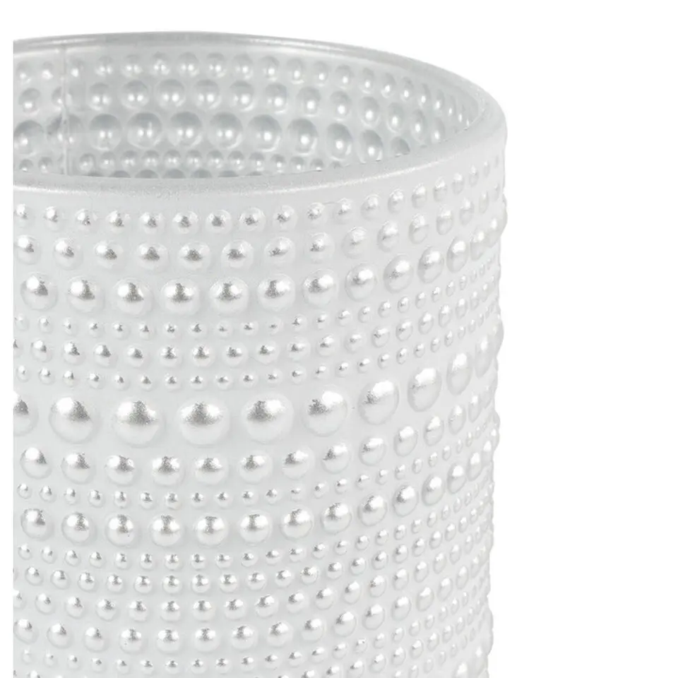 Countryfield theelichthouder/kaarsenhouder - wit/zilver - H10 cm