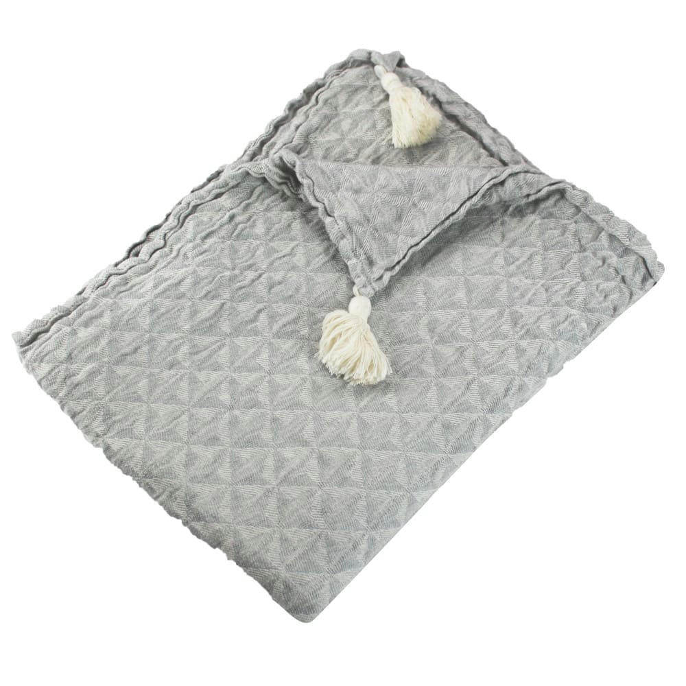 DELTA NATUREL - Plaid  métis lin & coton beige 155X130