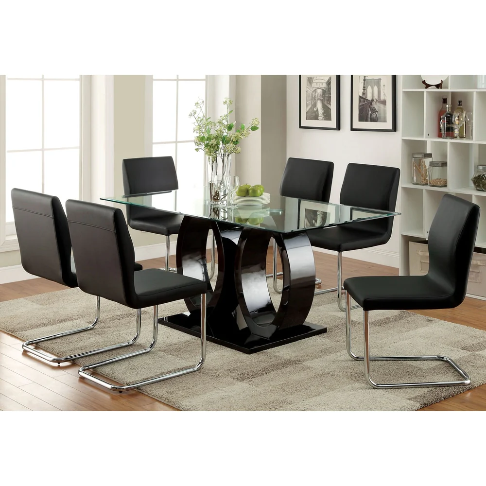 Raji Contemporary Glass Top 7-Piece Dining Set by Furniture of America