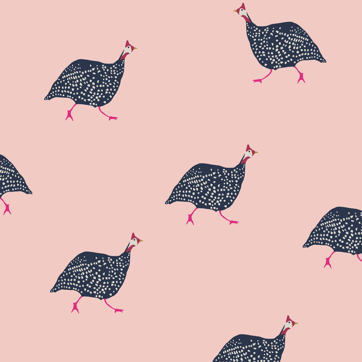 Joules Vliesbehang - Guinea Fowl Blush - Roze - 10mx52cm