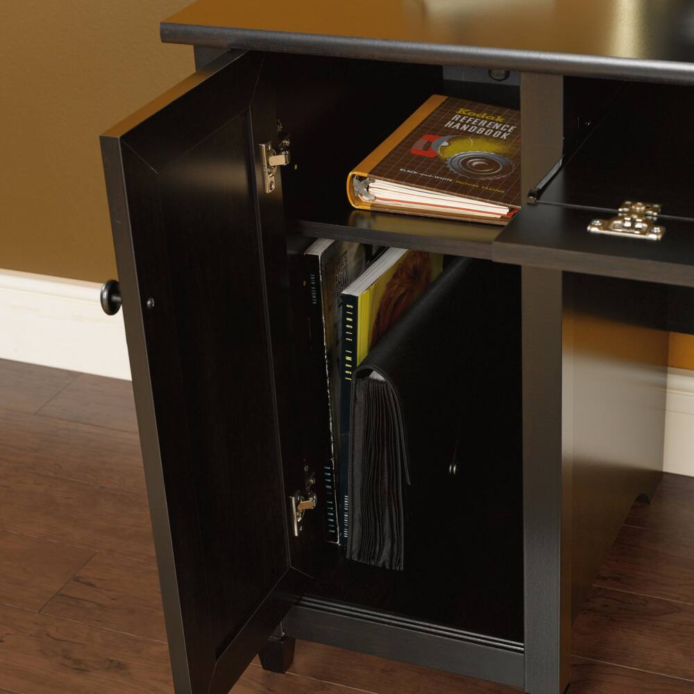 Sauder Edge Water Home Office Computer Desk With File Drawers, Estate Black Finish