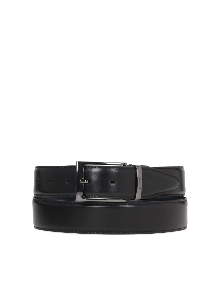Men's black and navy blue reversible belt
