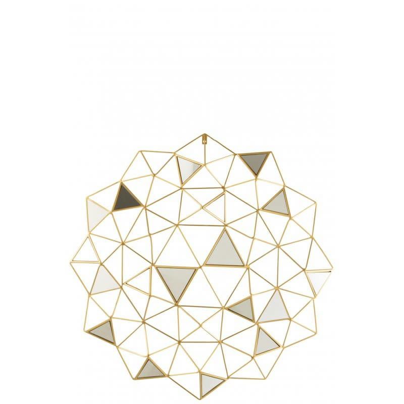 MIROIR - Décoration murale miroirs triangles métal or D85cm