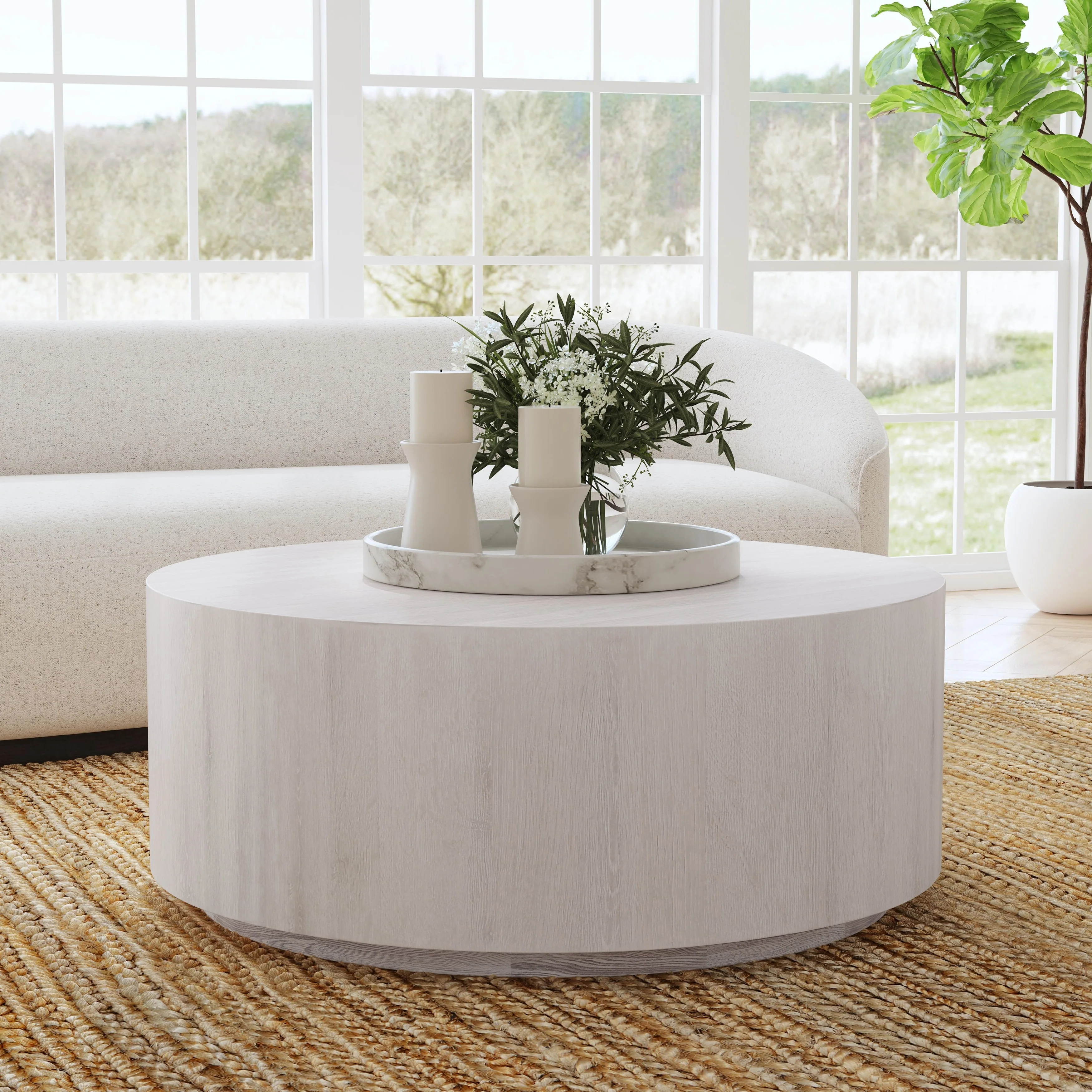Classic Home Layne 42 Round Coffee Table with Casters