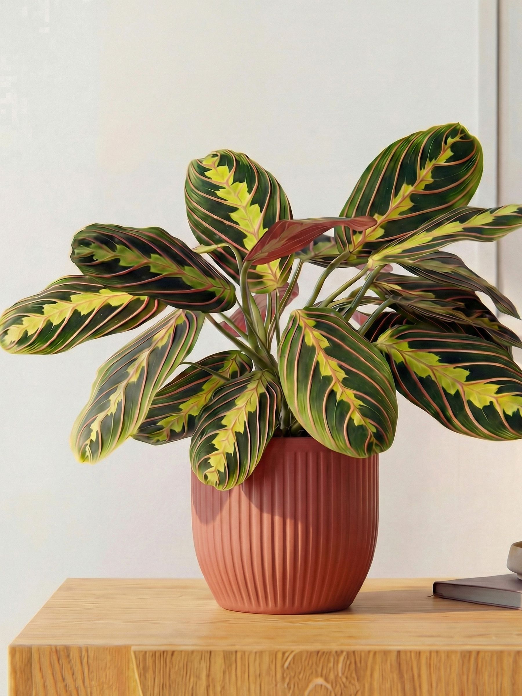 Beards & Daisies Pink Real Prayer Plant in Ribbed Pot
