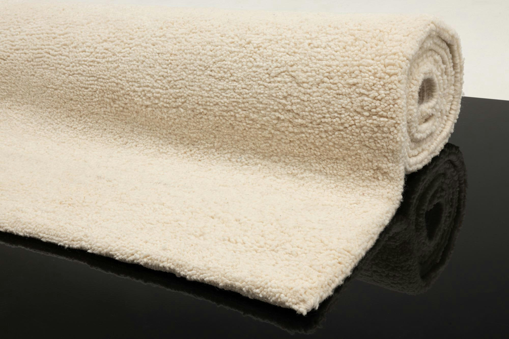 HADJ - Tapis berbère marocain noué main en laine - Blanc 60x90 cm