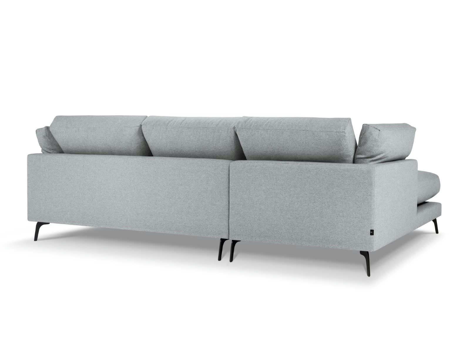 CAMILLE - Canapé D'Angle Gauche 5 places en Tissu Structurel Gris Clair