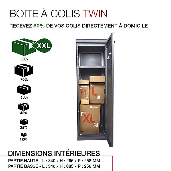 Boite à colis Twin L Gris anthracite 7016