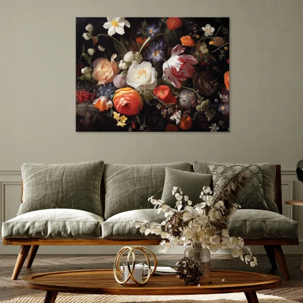Obraz Kwiaty Piwonie Czarne Tło Na Płótnie Sypialnia 60X40