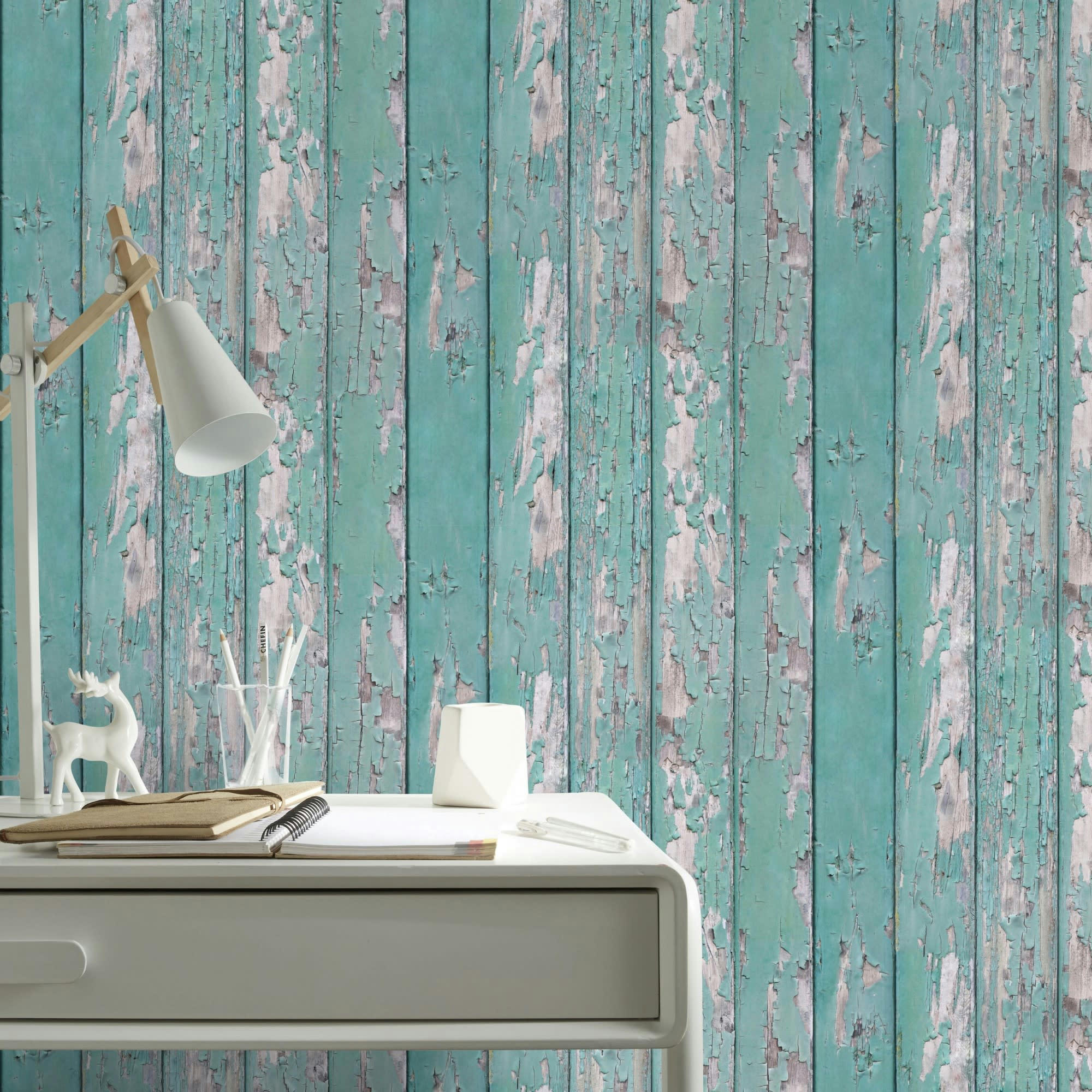 - papier peint planches vintage vert 1005x52cm
