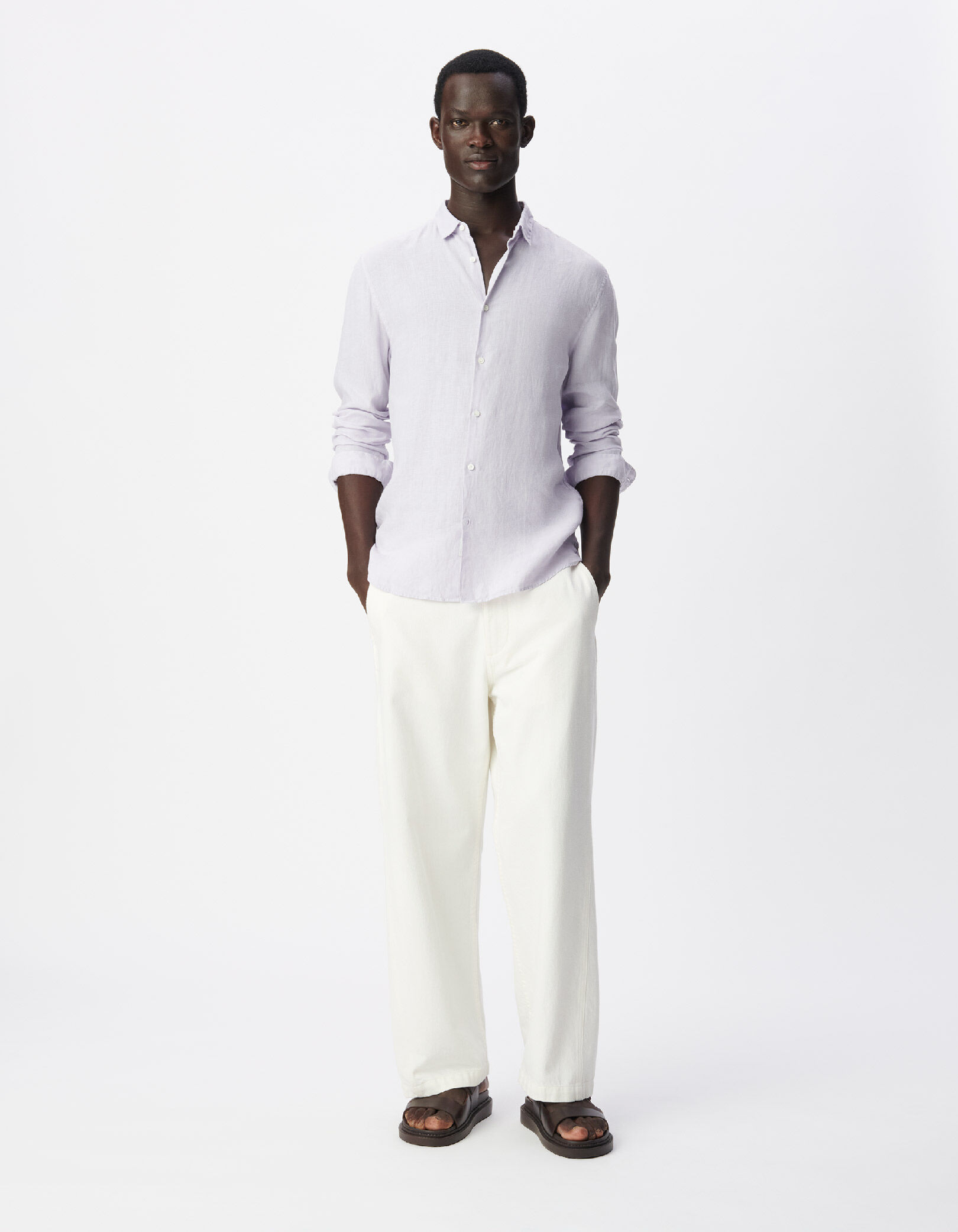 Chemise slim verte 100% lin Homme