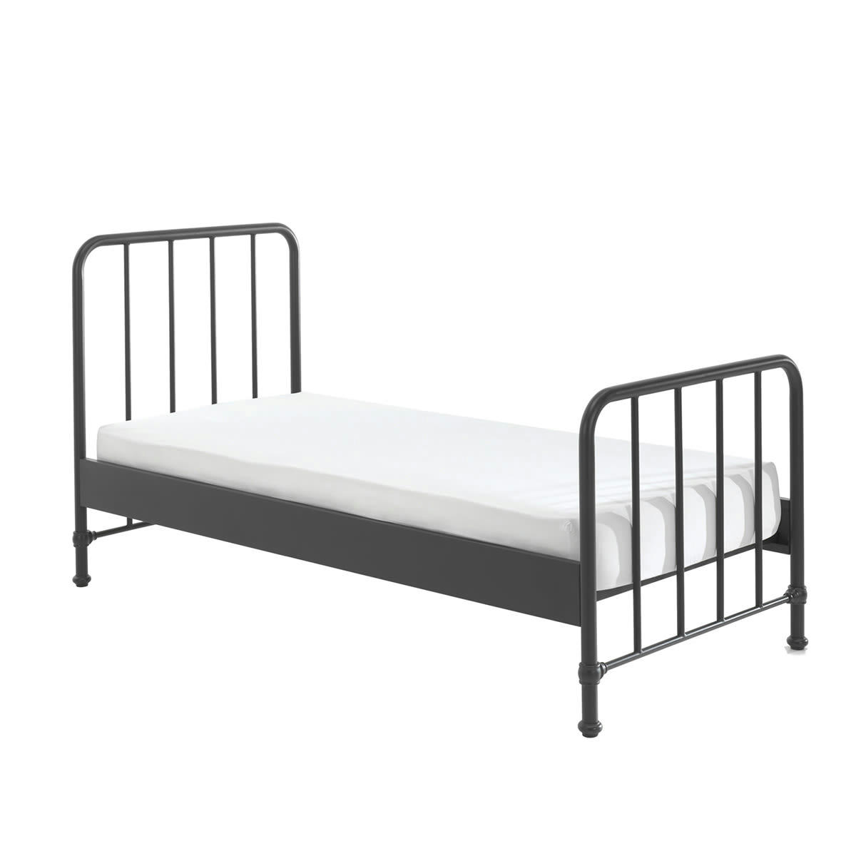 BRONXX - Lit 90x200 sommier inclus noir