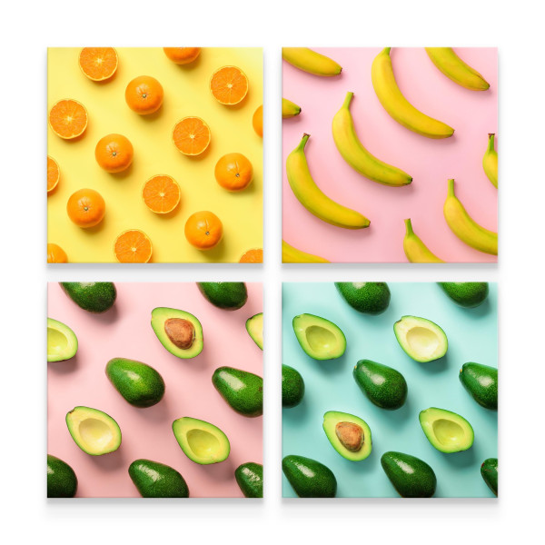 Obrazy SET Do Kuchni Owoce W Stylu Pop-Art 60x60cm
