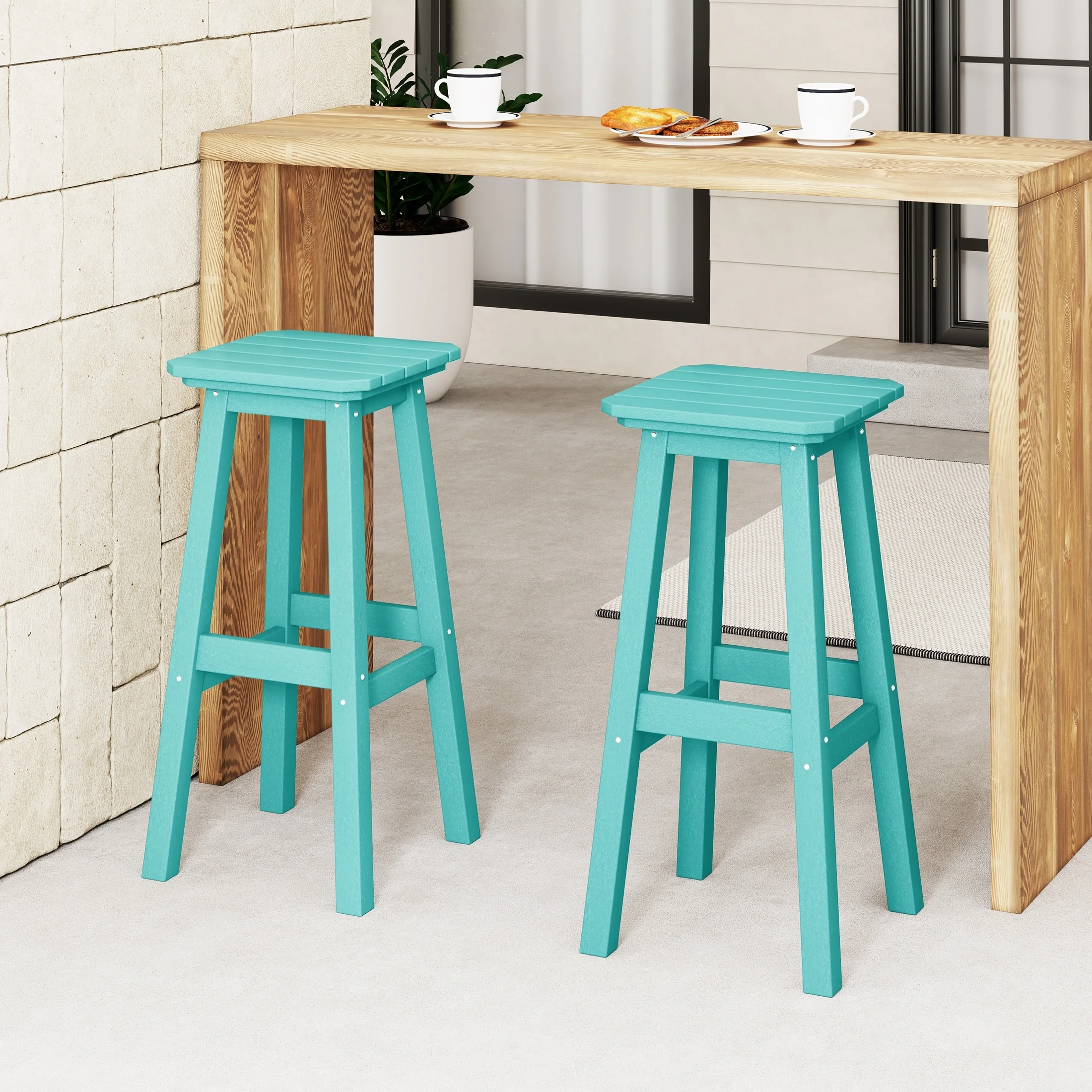 Polytrends Laguna Hdpe All Weather Outdoor Patio 29 Square Bar Stool (Set Of 2)