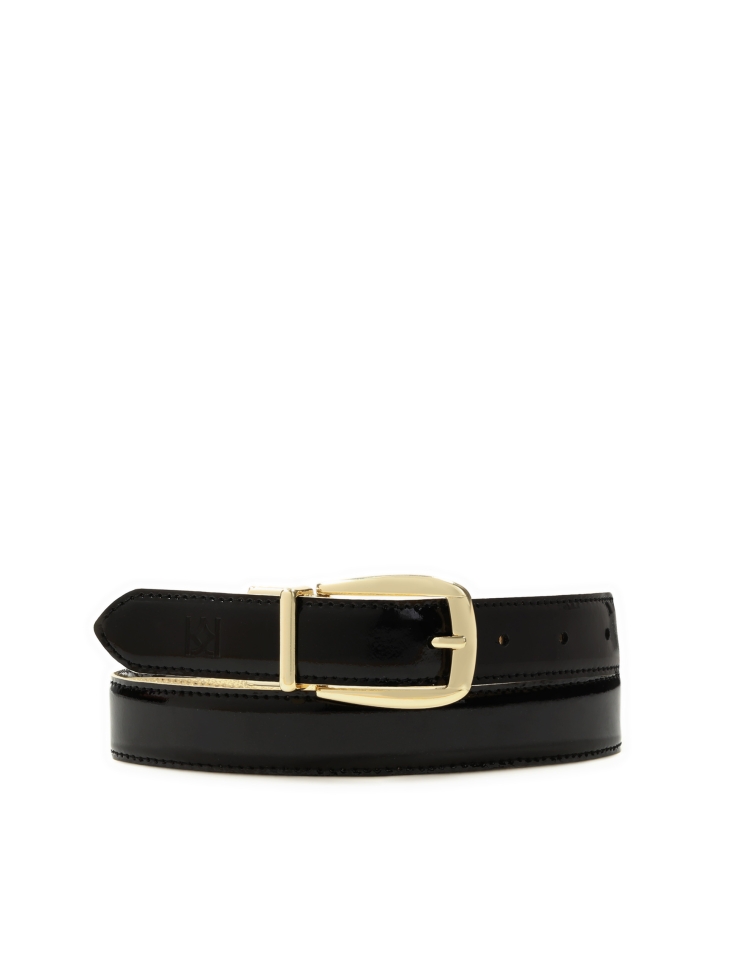 Ladies' golden and black reversible belt
