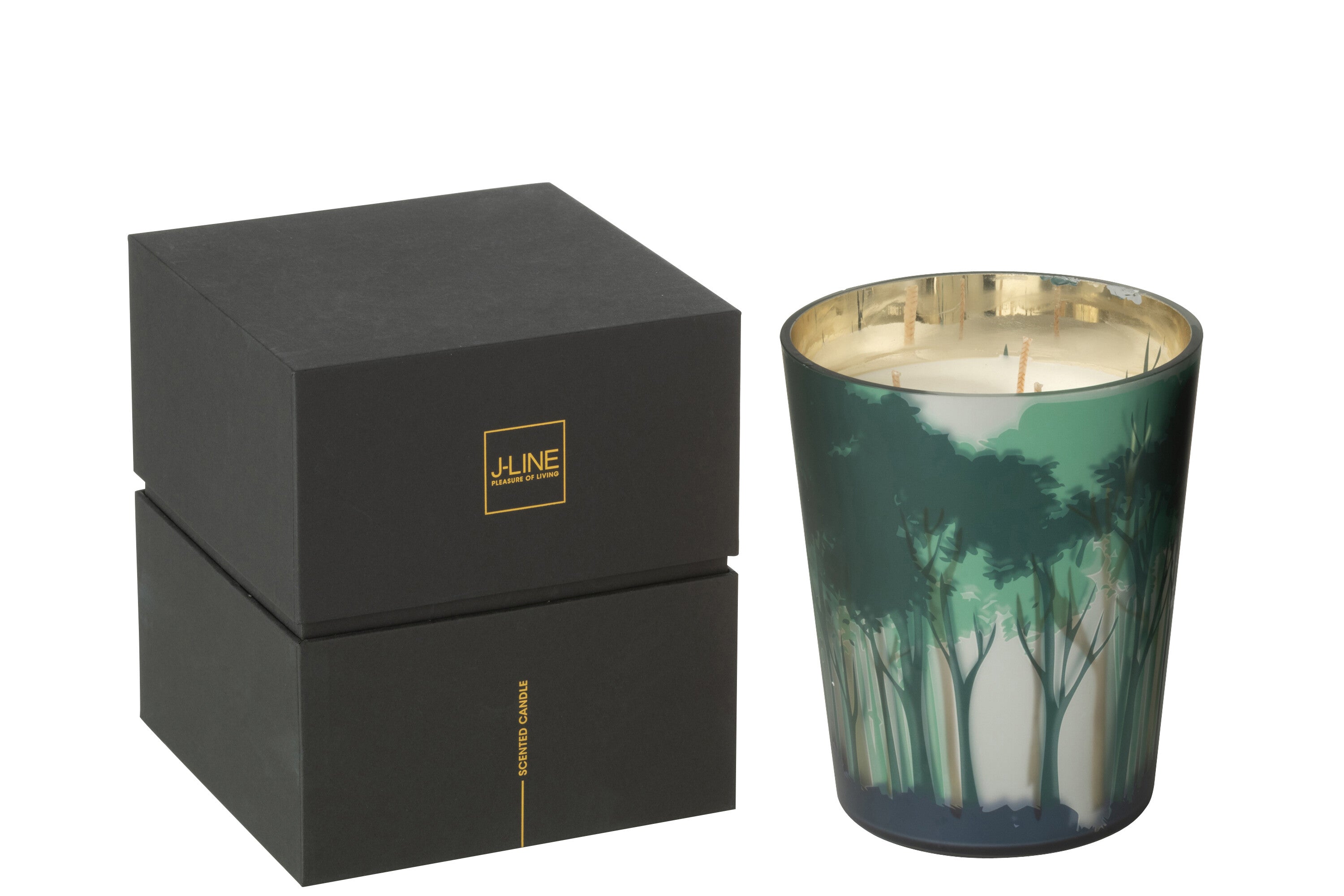 J-Line geurkaars Noa Bos - All of me - glas - groen/goud - medium - 68U