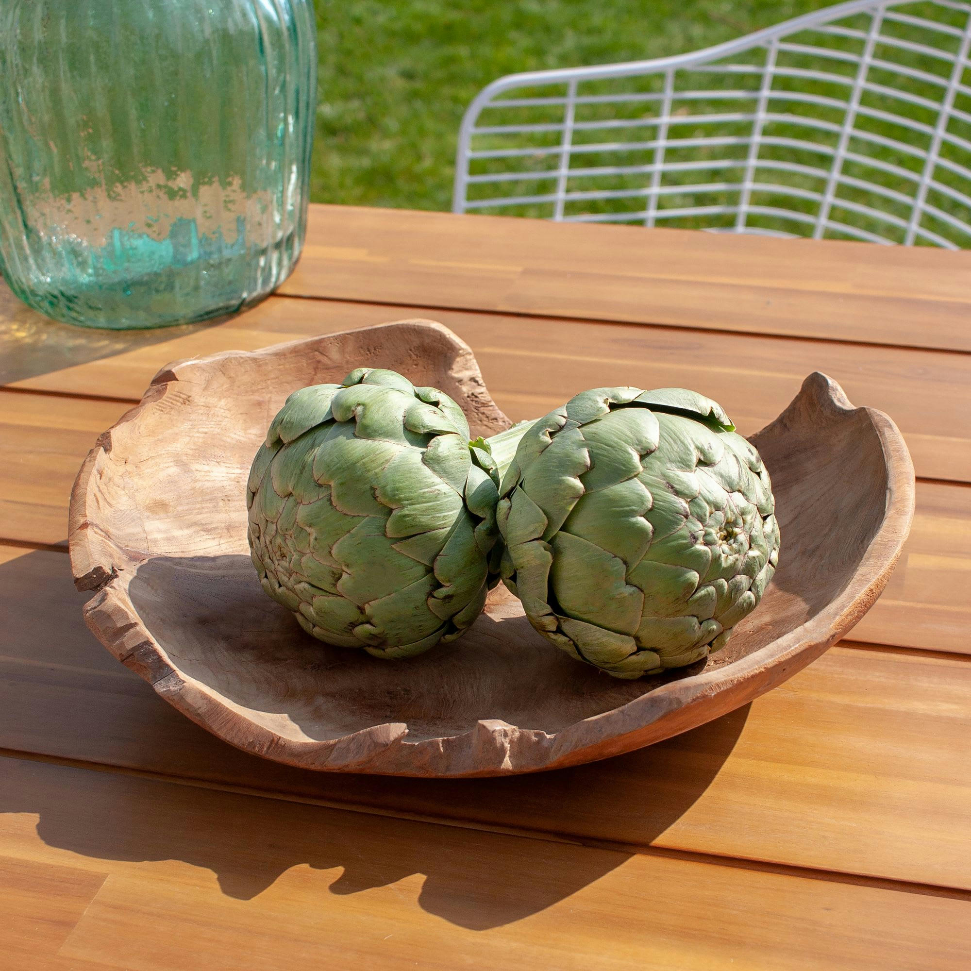 EROSION - Coupe en bois de teck Ø35cm