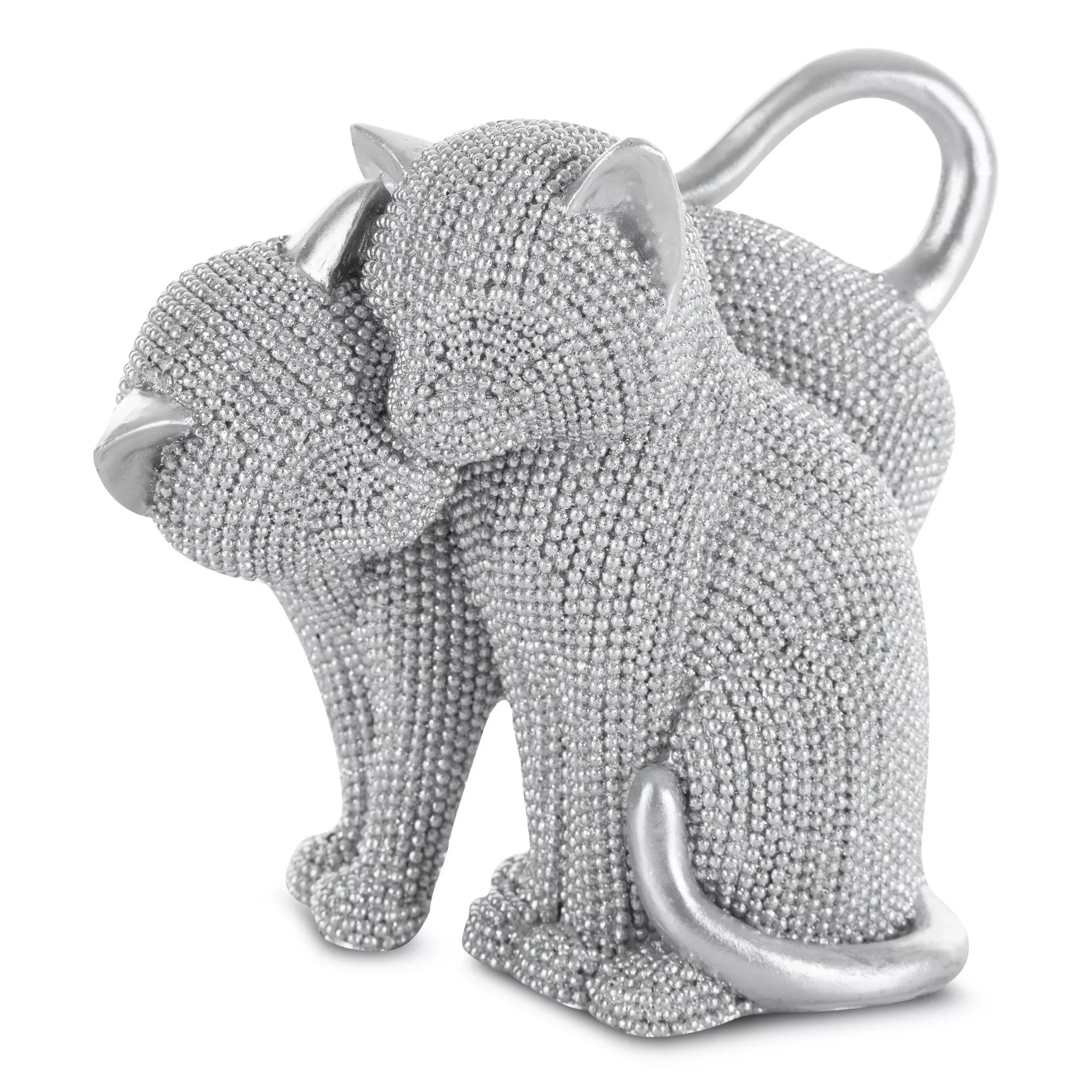 Figurka srebrna kot o drobnym strukturalnym wzorze 16x10x13 cm ELDO