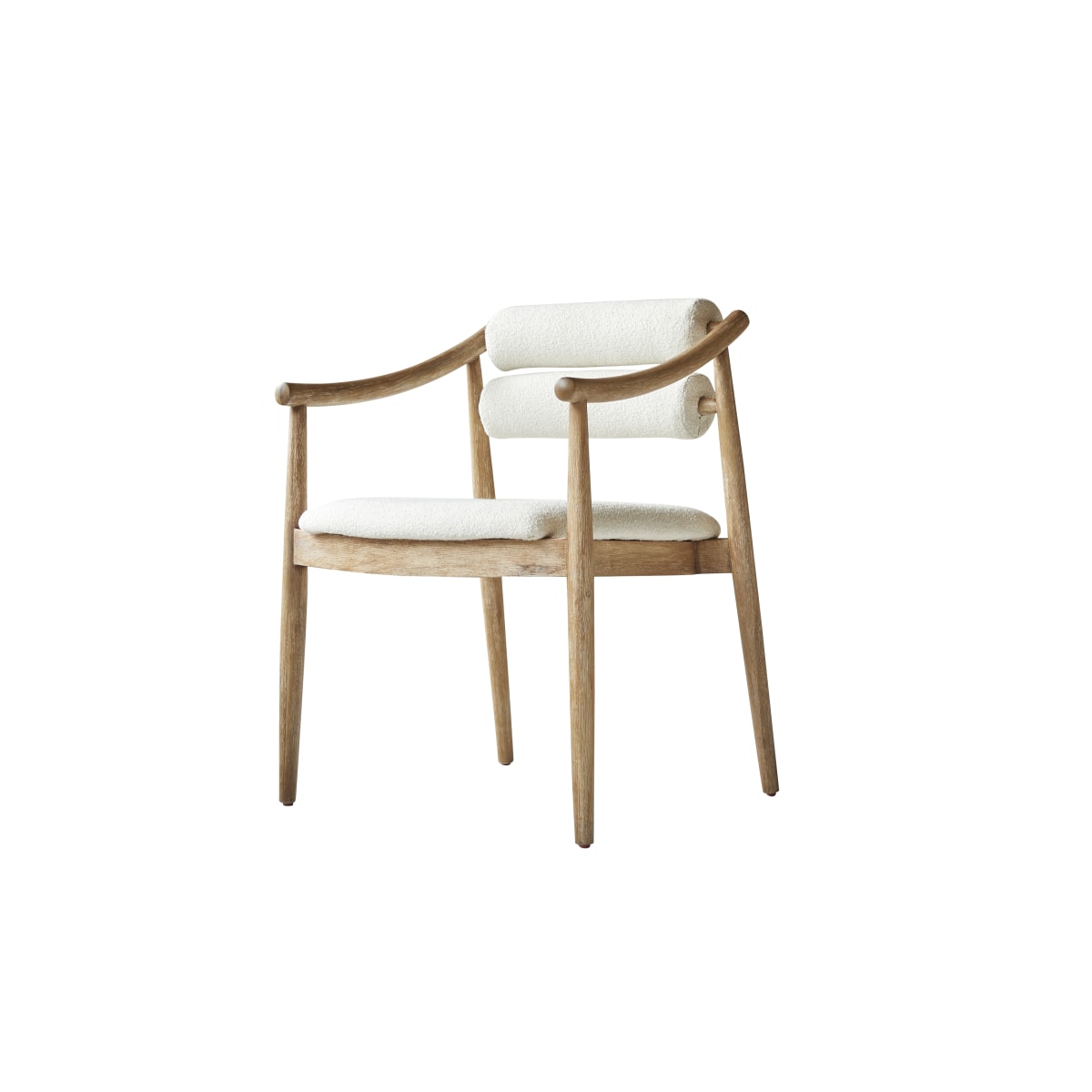 Tikamoon Leunstoel van massief acacia en boucléstof - Beige