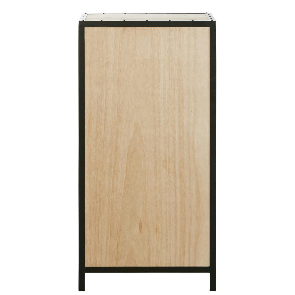 Docks - Semainier industriel 6 tiroirs en métal noir et bois de sapin