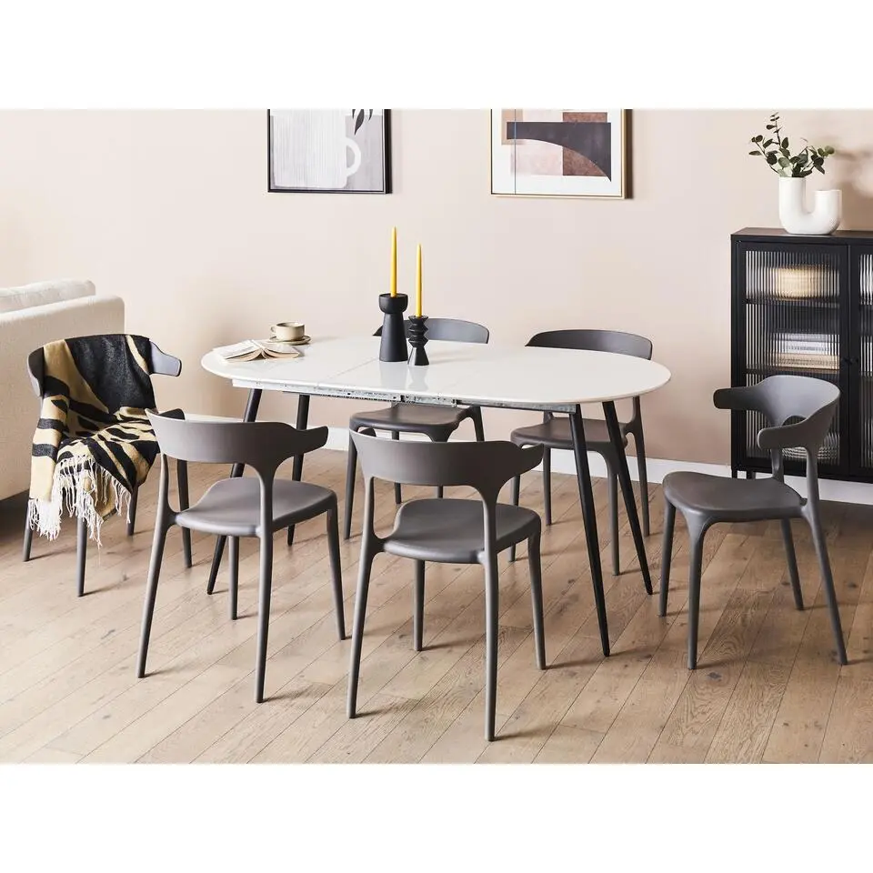 EFTALIA - Uitschuifbare eettafel - Wit - 120/160 x 80 cm - MDF