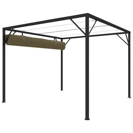 NNEVL Garden Gazebo with Retractable Roof 3x3 m Taupe 180 g/m&sup2;