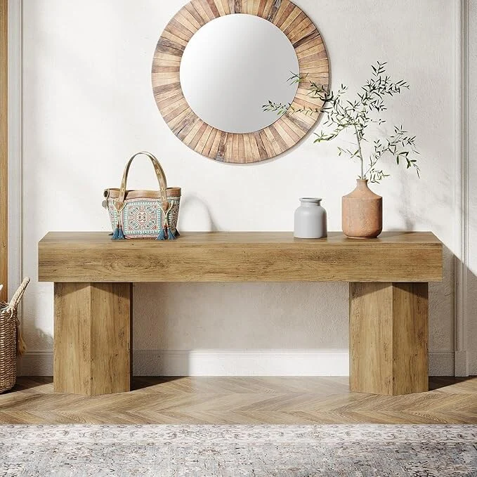 41 Farmhouse Wooden Entryway Bench, Indoor End of Bed Bench - 41.43 W x 11.81 D x 17.72 H