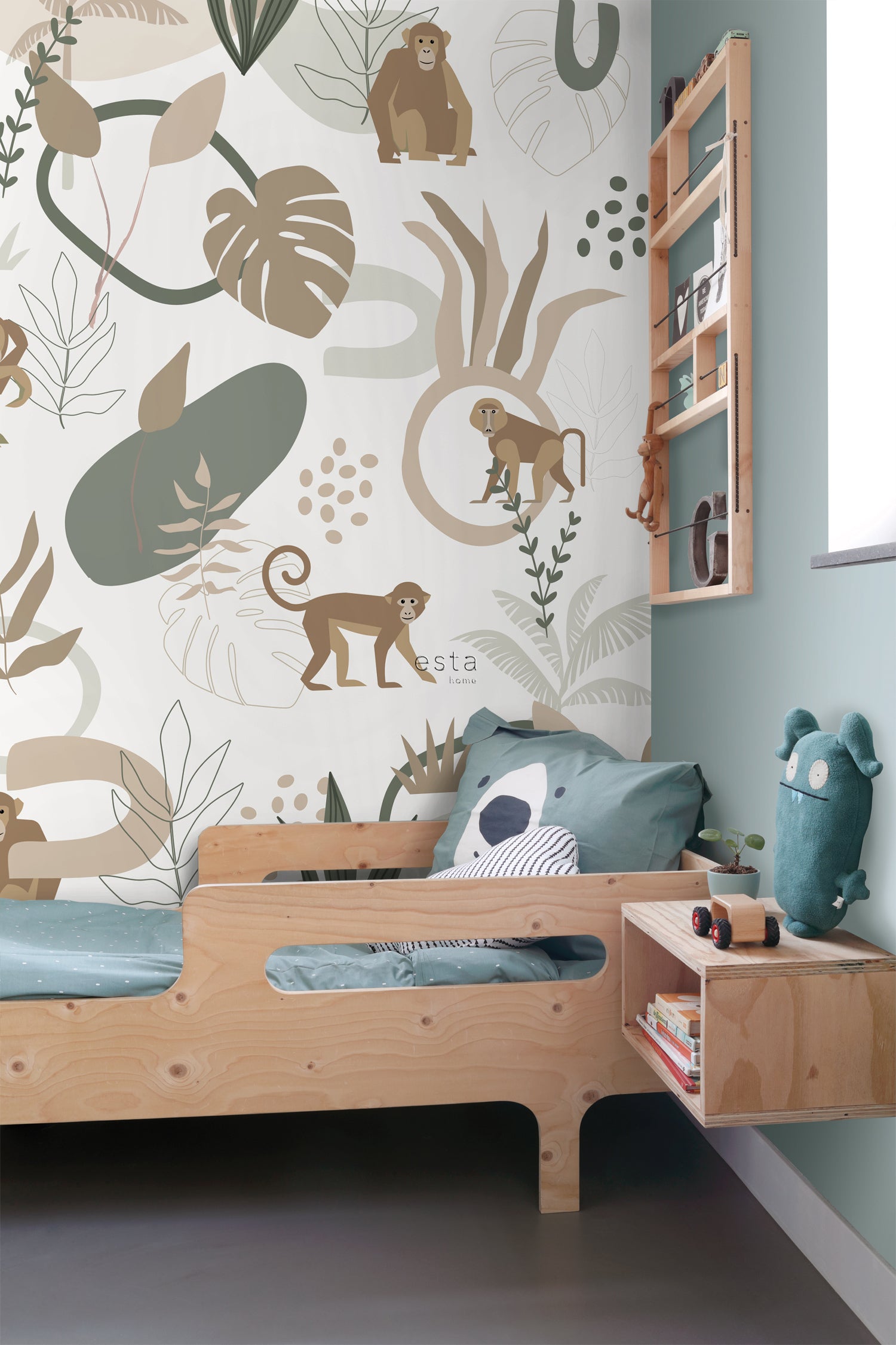 ESTAhome fotobehang jungle apen beige en groen - 200 x 279 cm - 159244