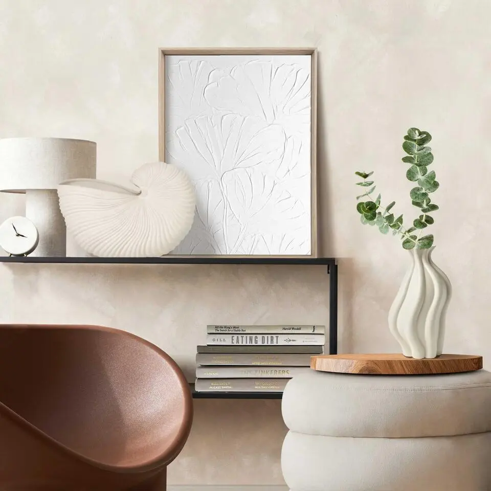 Schilderij 3D Art Bloemen - 40 x 30 - Wit