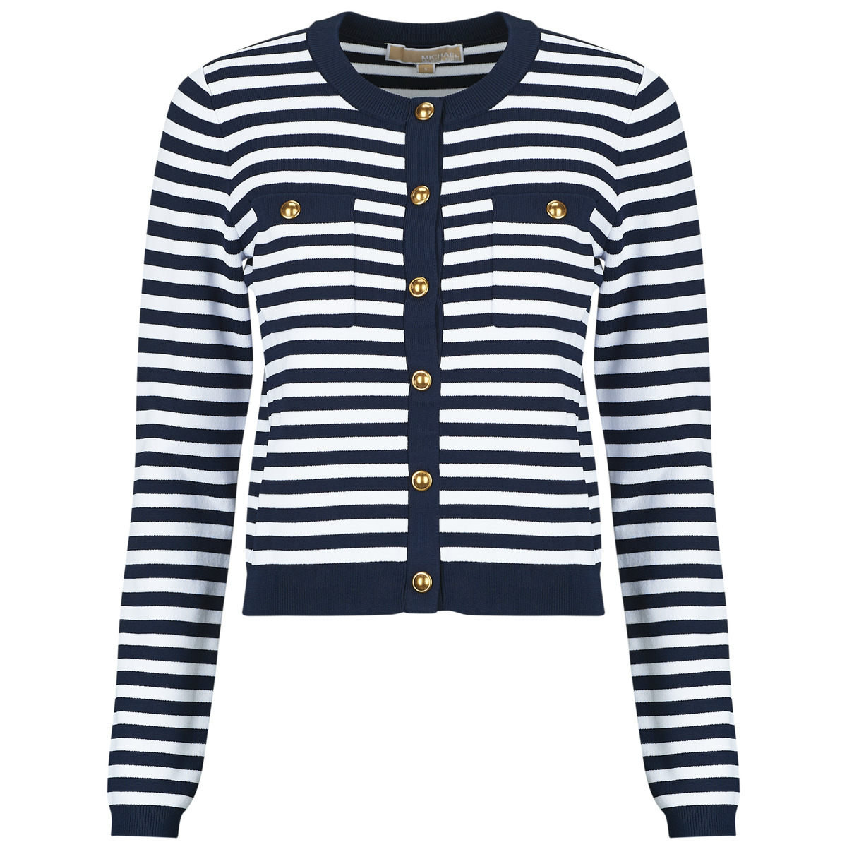 MICHAEL Michael Kors - STRIPE SNAP CARDI JKT - Marine / White