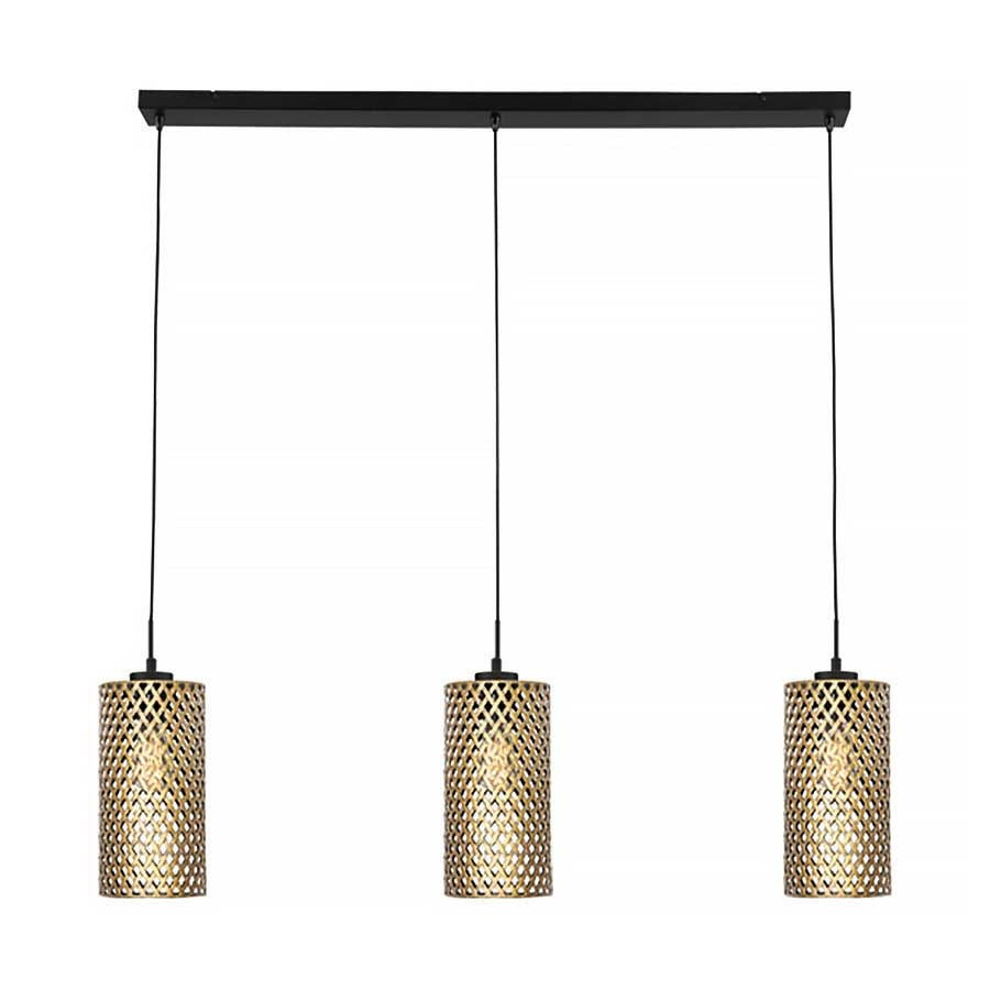 Freelight hanglamp Cestino - 3 lichts - 120 x 150  cm - zwart - goud