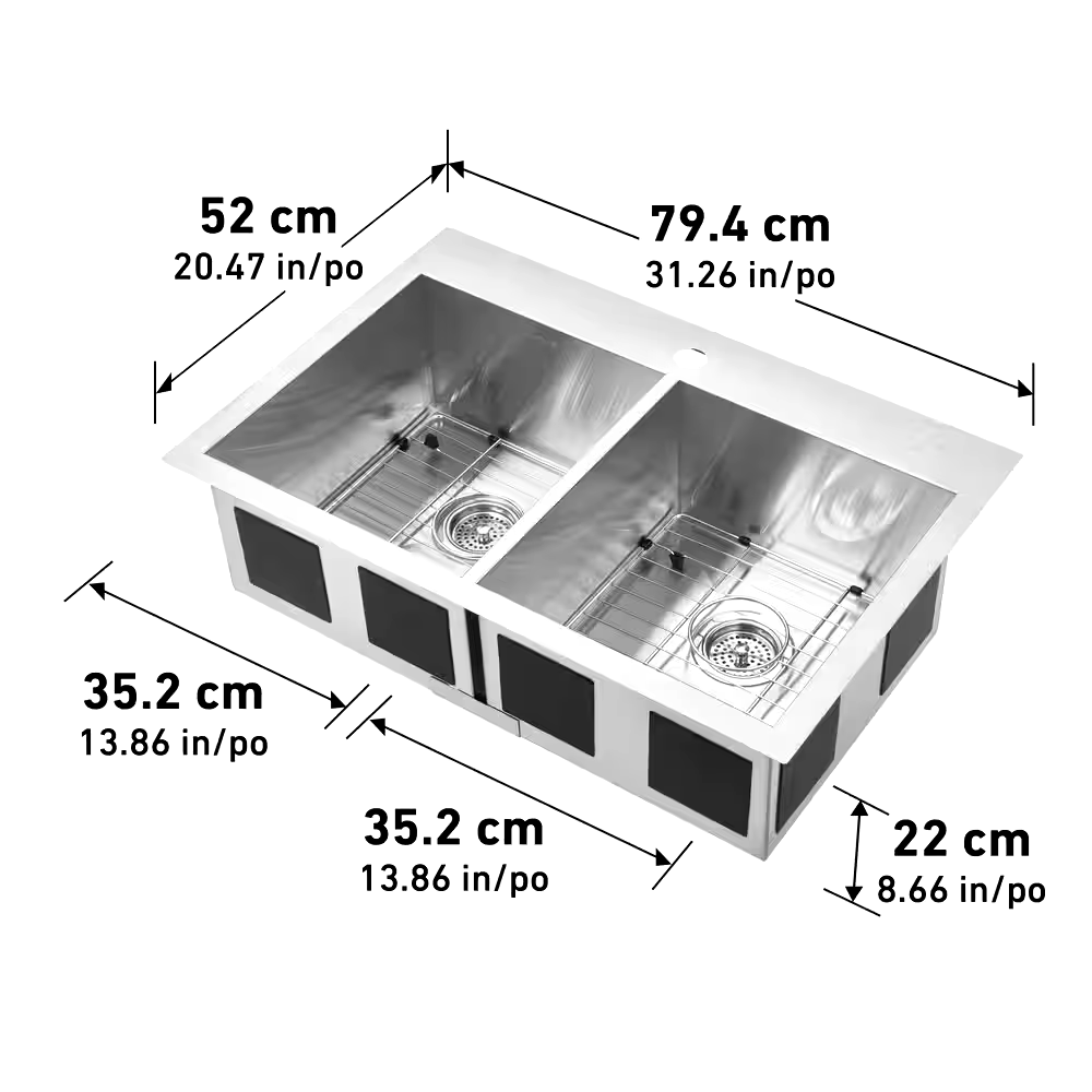 Artika Double Bowl Sink, Stainless Steel