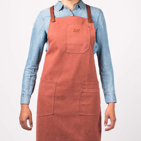 Tablier barbecue en coton et cuir n°325 Terre de Sienne - Alaskan Maker