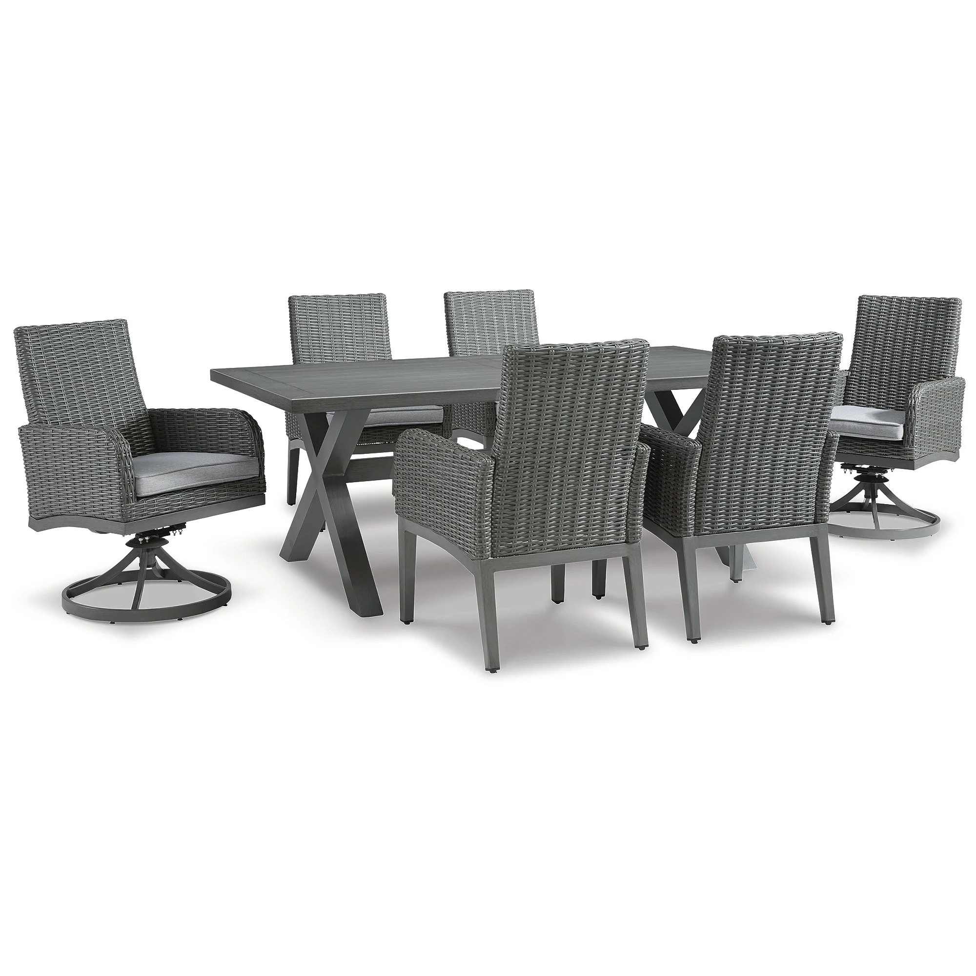 Signature Design by Ashley Elite Park Gray 7-Piece Outdoor Dining Package - 80W x 42D x 29H