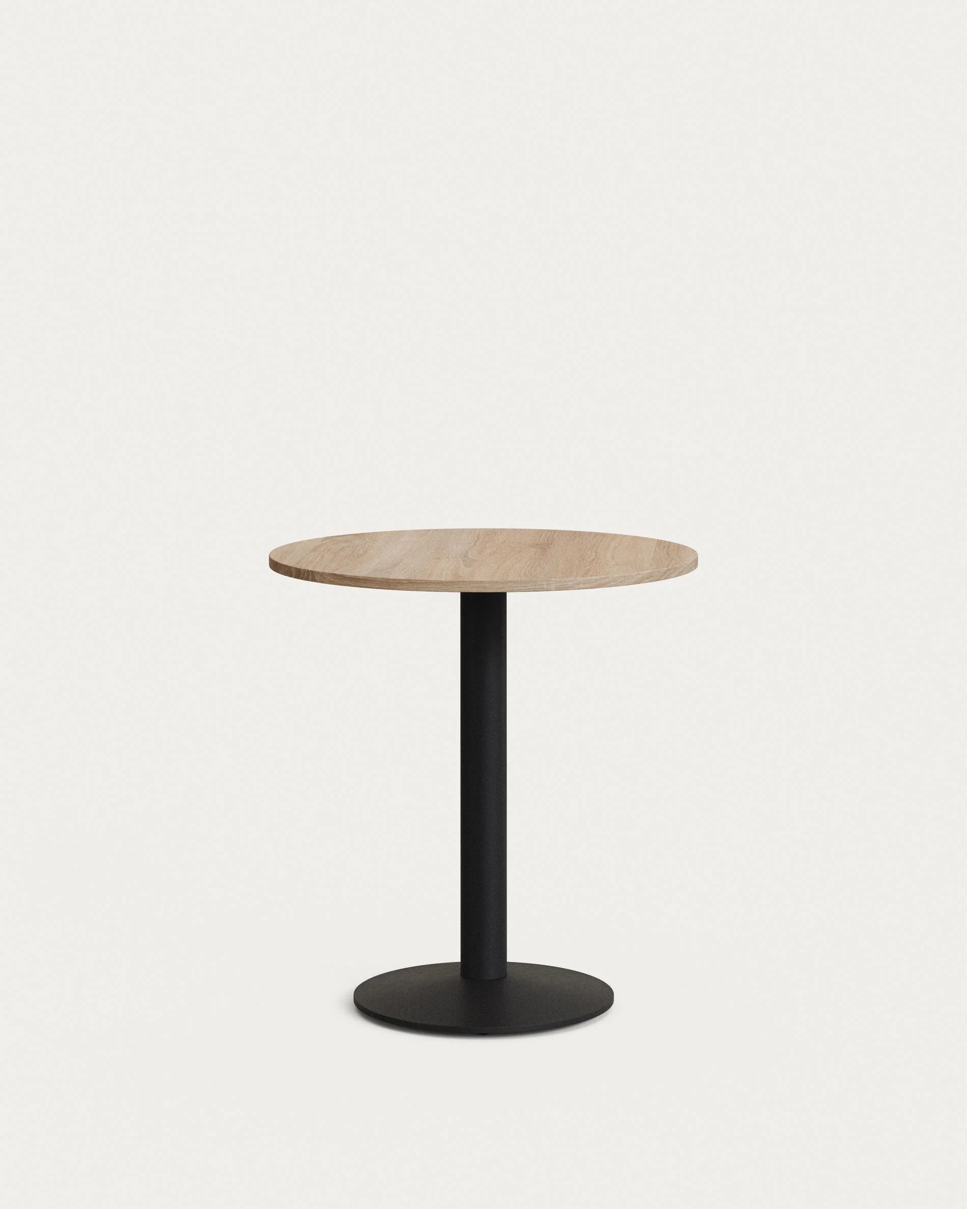Esilda round table in natural finish melamine with metal leg in a painted black finish, Ø70x70 cm