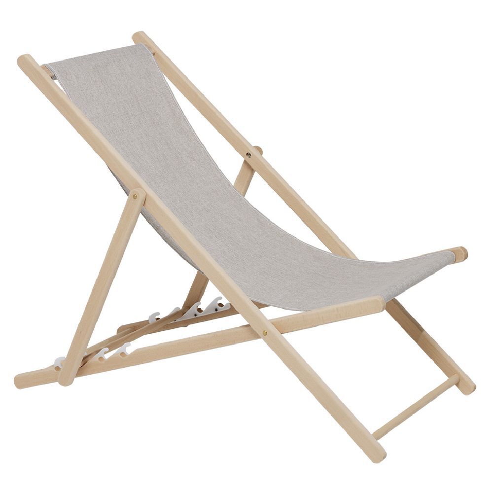 Chilienne Wood hêtre et tissu coton beige uni 96x56xH96cm