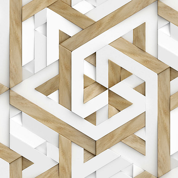 Crédence Adhésive 3D Isométrique Bois 300 x 40 cm