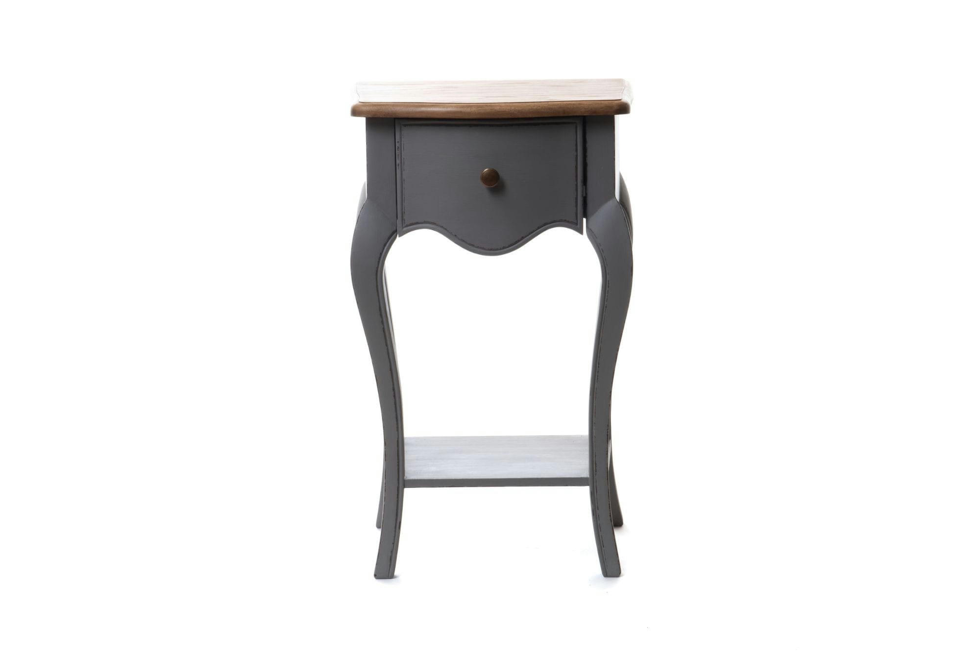 BETSY - Table de chevet en bois gris patiné 1 tiroir 1 tablette
