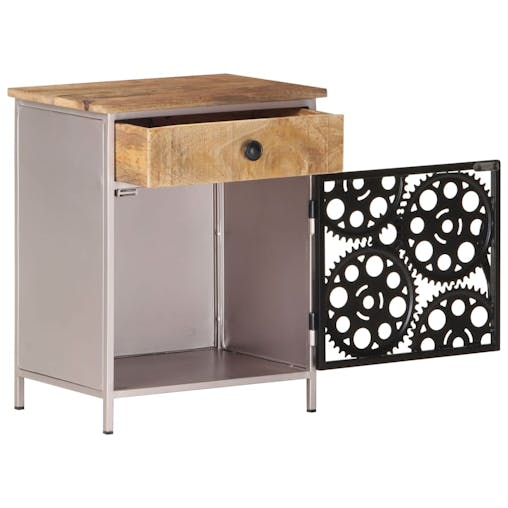 NNEVL Bedside Cabinet 40x30x50 cm Rough Mango Wood