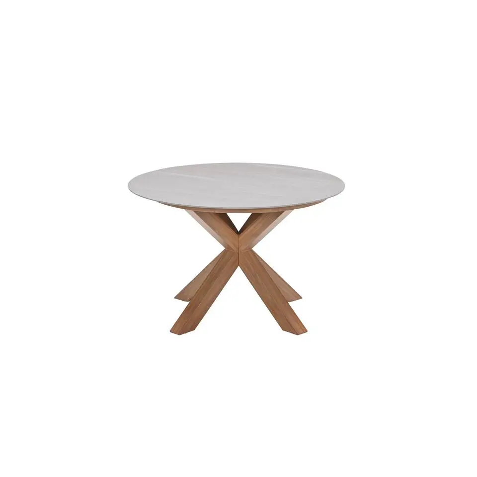 Lowland tafel - &Oslash;120 cm - light teaklook - Centostone Napoli sand