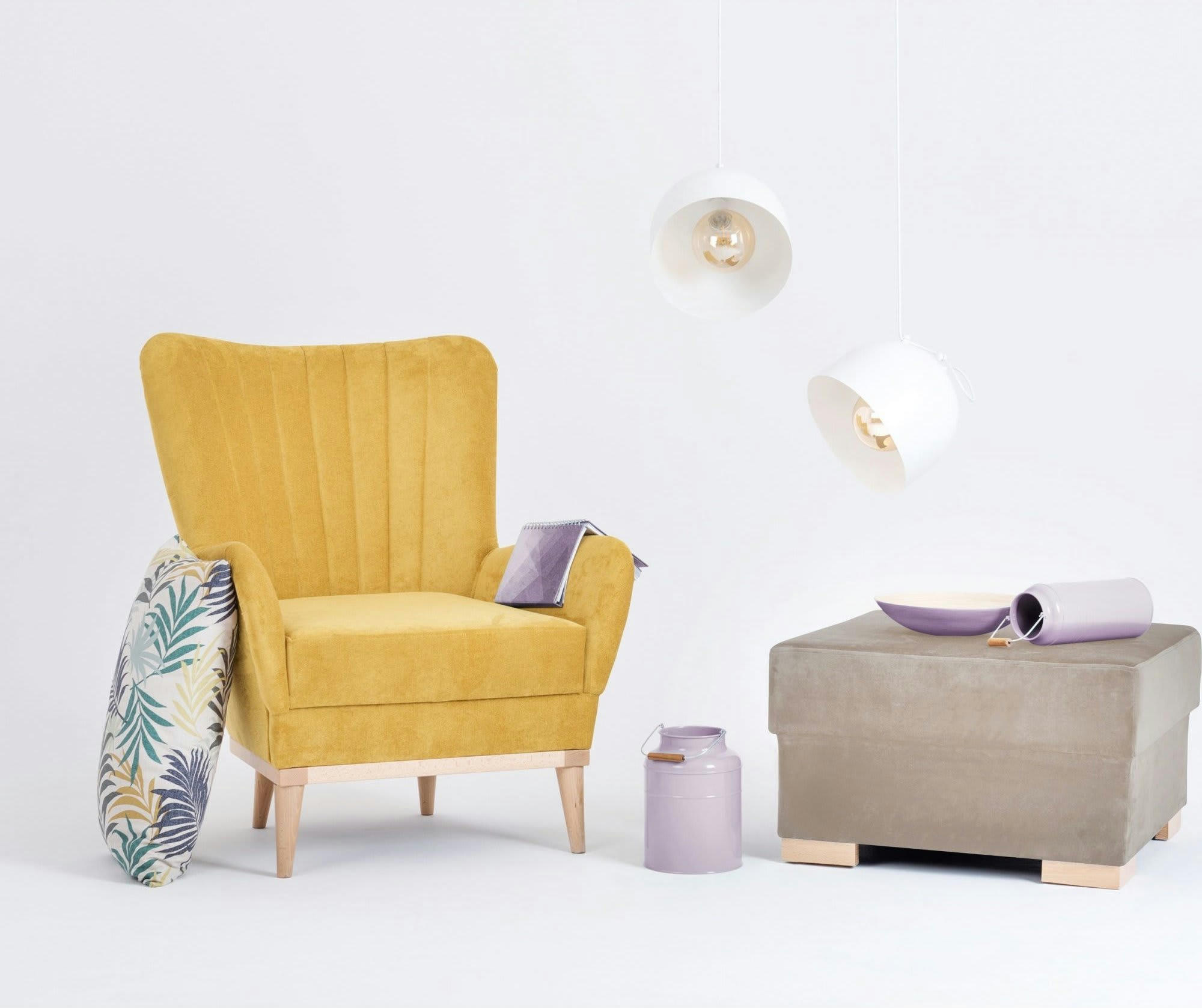 STABLE - Pouf Tissu Beige H. assise 40 cm rembourré