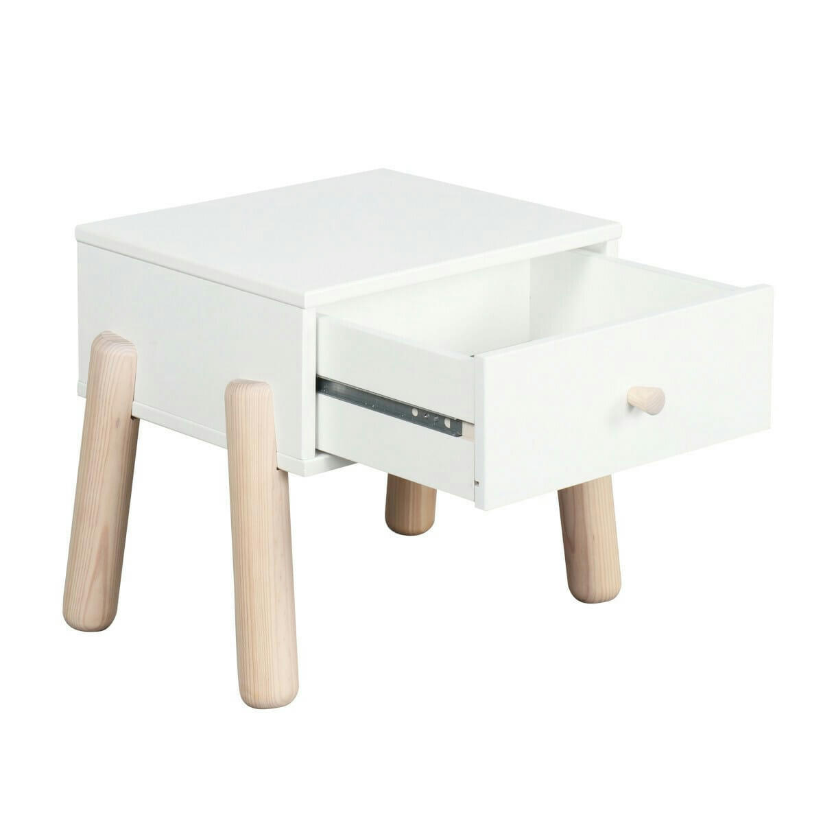 GABBY - Chevet enfant bois massif blanc et bois